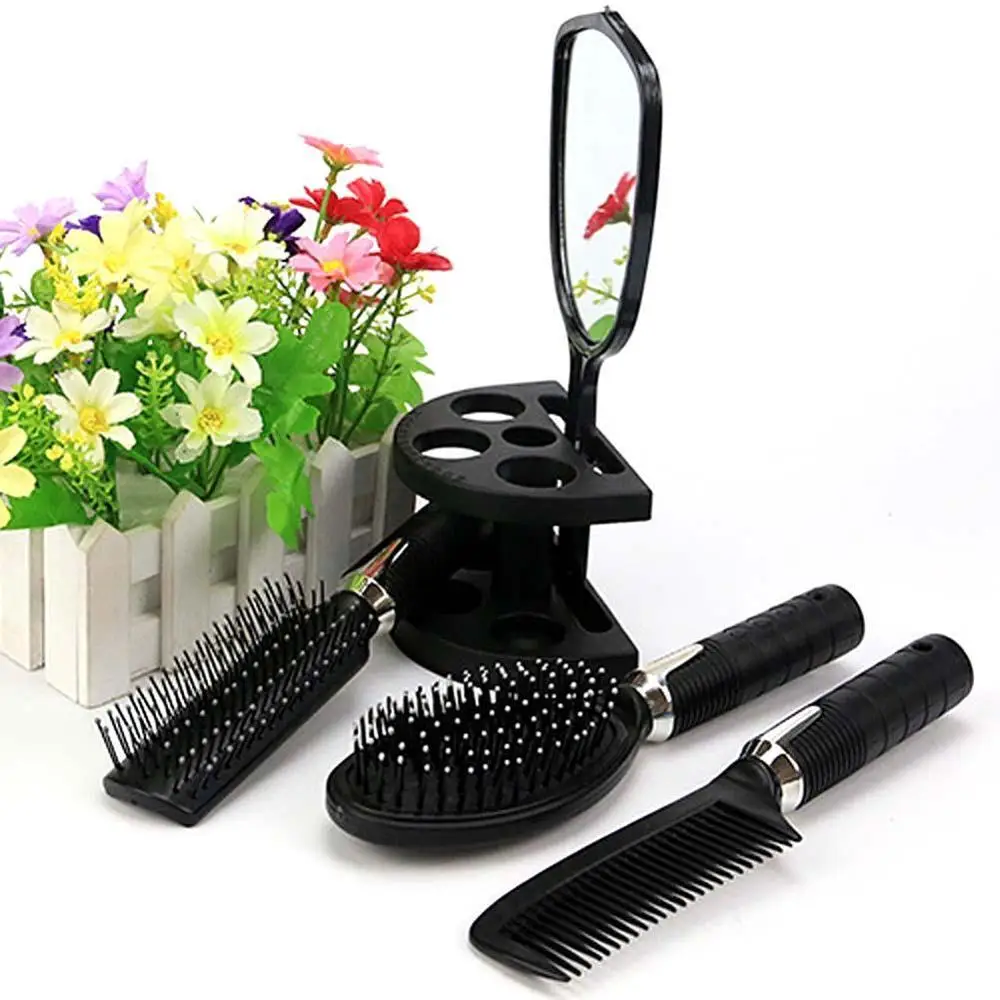 

1Set Girl Lady Hair Brush Massage Comb Mirror Holder Set Makeup Dressing Tool