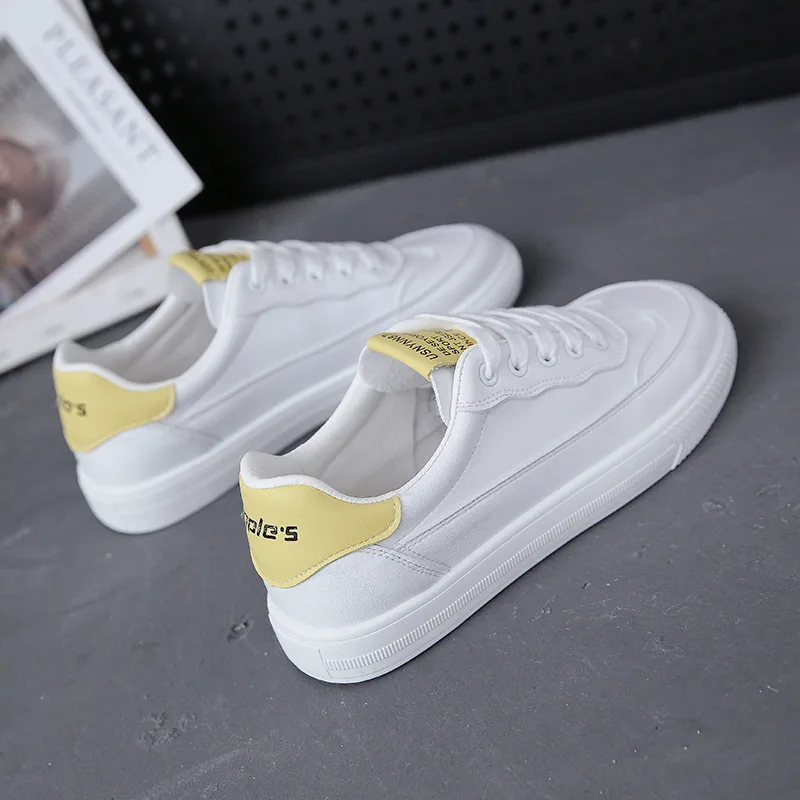 

2020 Spring White Shoes Women's Trend Versatile Casual Students Thin Drawstring Low Top Board Shoe Breathable Athletic Shoes WOM
