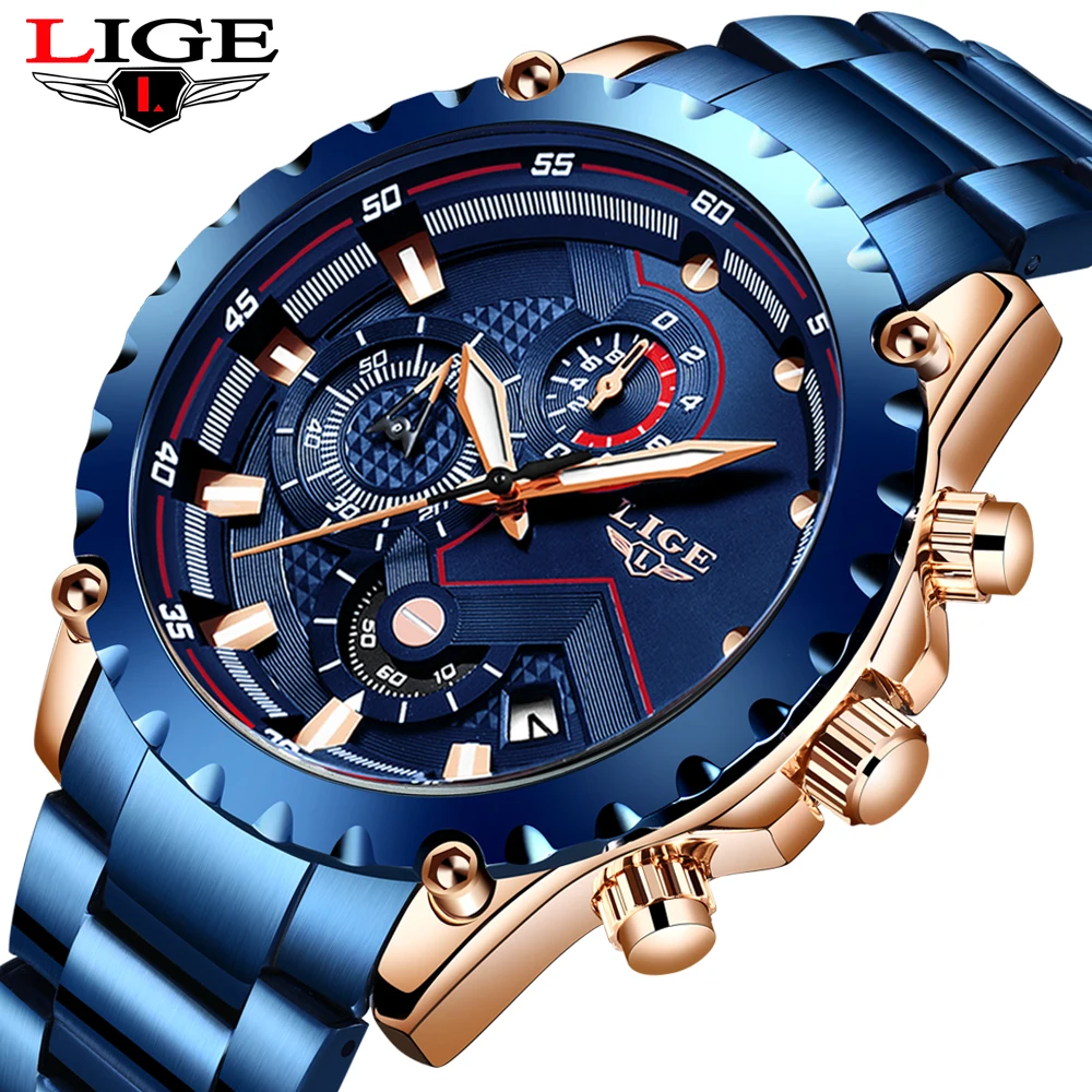 

Reloj Hombre LIGE Top Brand Men Watches Fashion Steel Belt Men Wristwatch Quartz Watch Men Luminous Waterproof Relogio Masculino