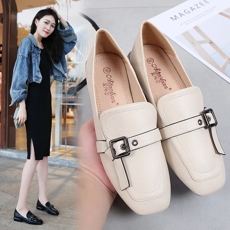 

Maggie's Walker 2020 New Korean-style Metal Plus Size Flat Top Shoes Comfortable Shoes Black Boat Shoes Chaussure Femme Talon