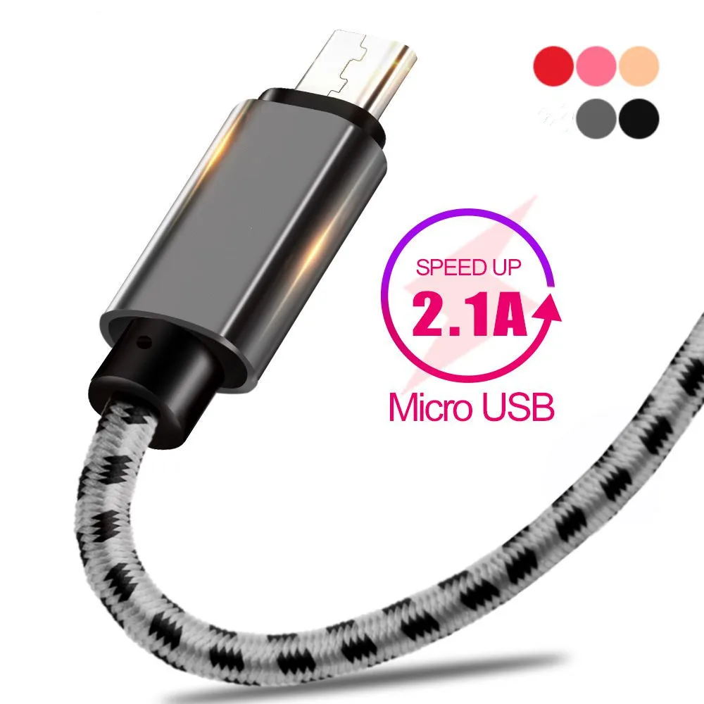 Микро USB-кабель длиной 1 м 2 4 А нейлоновый для быстрой зарядки Samsung Redmi HTC и передачи