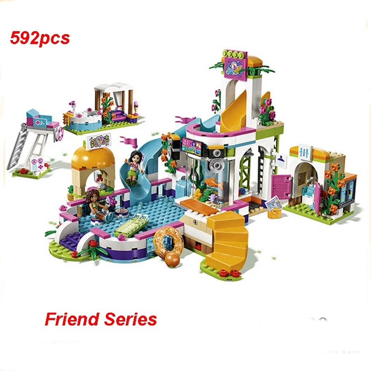

New Compatible Friends Building Blocks Set Heart Lake City Summer Pool Model Brick Toys For Children