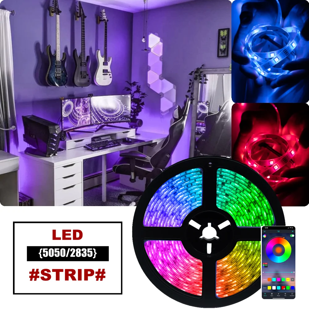 Светодиодная лента RGB 5050 2835 неоновая водонепроницаемая лампа Гибкая