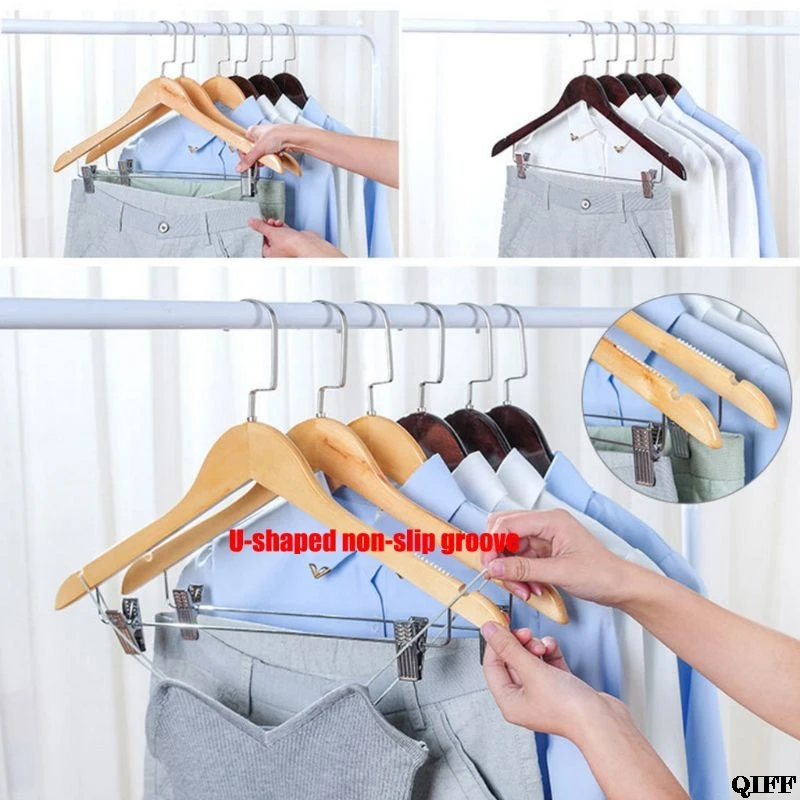 Hangerworld 5 натуральные деревянные вешалки для костюма одежды Нескользящие штанги
