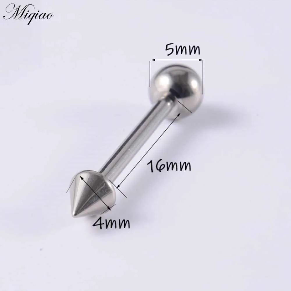 Miqiao 4pcs Trendy Explosion Style Stainless Steel Inner Teeth Round Bead Straight Tongue Nail Body Exquisite Piercing Jewelry