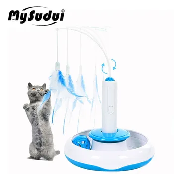 

3 In 1 Pet Cat Toy Electric Automatic Rotating Cat Teaser Feather Wand Toy Funny Ball Training Toys For Cats Interactive Kitten