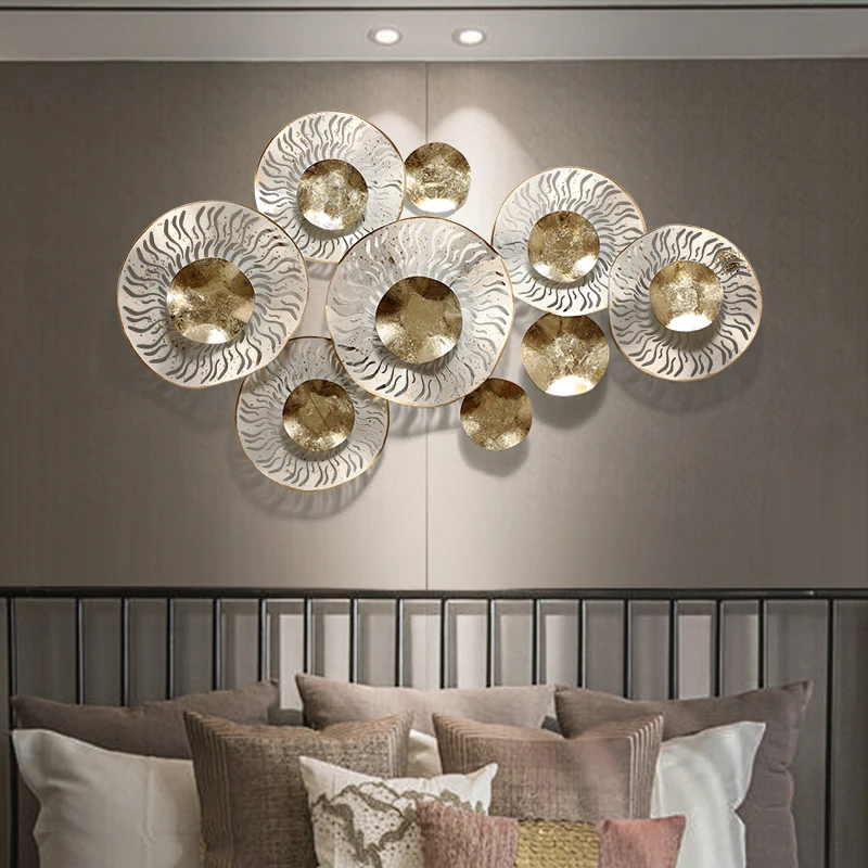 

New Chinese Wrought Iron Wall Hanging Pendant Home Livingroom Background Wall Mural Decoration Office Hotel Wall Sticker Crafts
