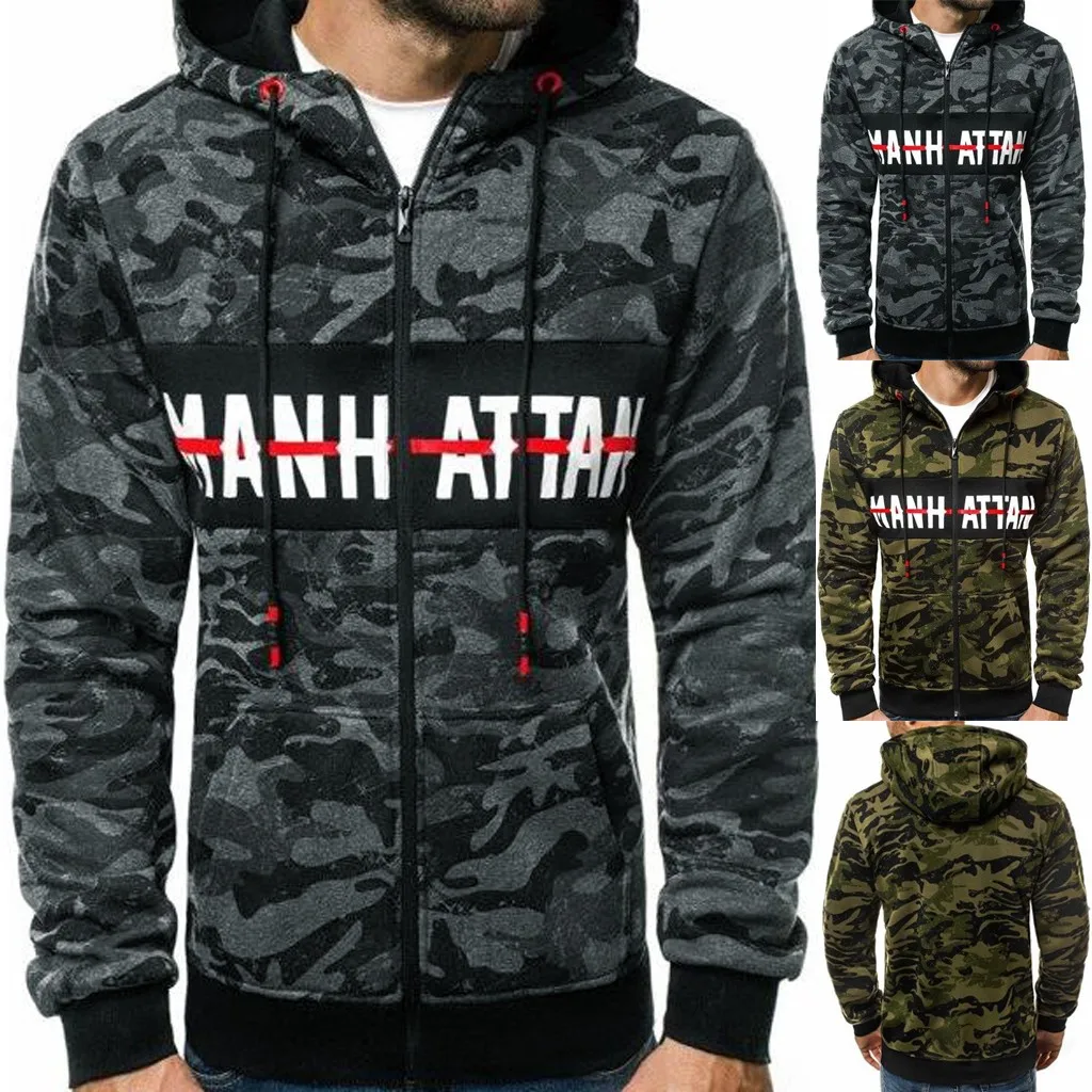 Мужская модная толстовка с капюшоном, camoflage, цветной пуловер с буквенным принтом и длинным рукавом, мужская спортивная толстовка на молнии с карманом, L5010919