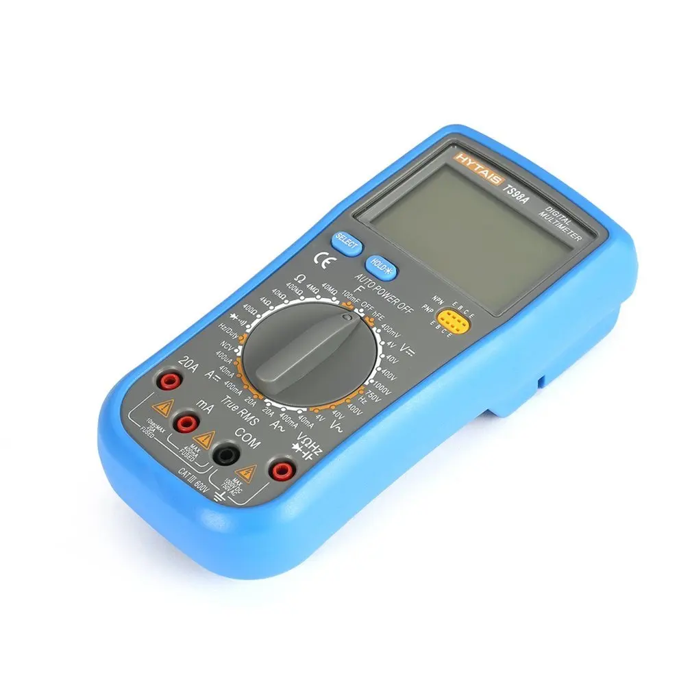 HYTALS TS98A 1999 отсчетов True-RMS цифровой мультиметр AC/DC напряжение тока Вольтметр Capcitance Ом диод метр с черным светом