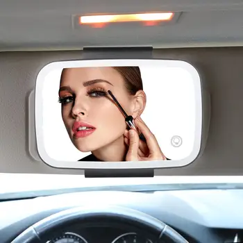 

X Autohaux Car Sun Visor Mirror Clip on Makeup Cosmetic Touch Screen Mirror With Light Multicolor