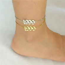 10 шт., браслет на лодыжку,, ножные браслеты для женщин с цифрами на год рождения, старый английский, 19911992, 1993, 1994, 1999, 2000, Tornozeleira Feminina