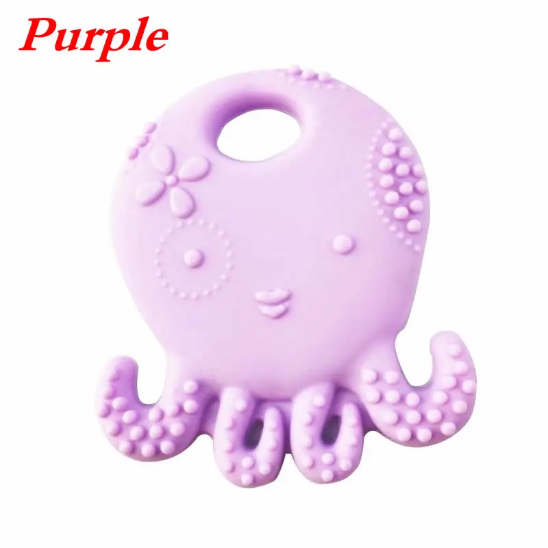 Purple Мягкий силиконовый мультяшный персонаж осьминога пижамы для детей ясельного возраста большие коренные зубы облегчение боли инструмент детский Прорезыватель для зубов образовательный игрушечный детский душ подарок 19QF - Цвет: Purple