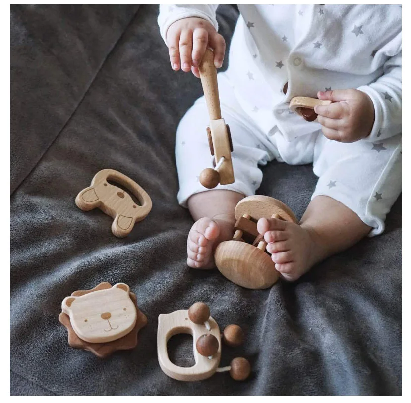 Wooden Soothing Rattles Mobiles Toys for Toddler 0-12 Months Children Play Game Newborns Gift Box Baby Awakening Stuff Musthaves (3)