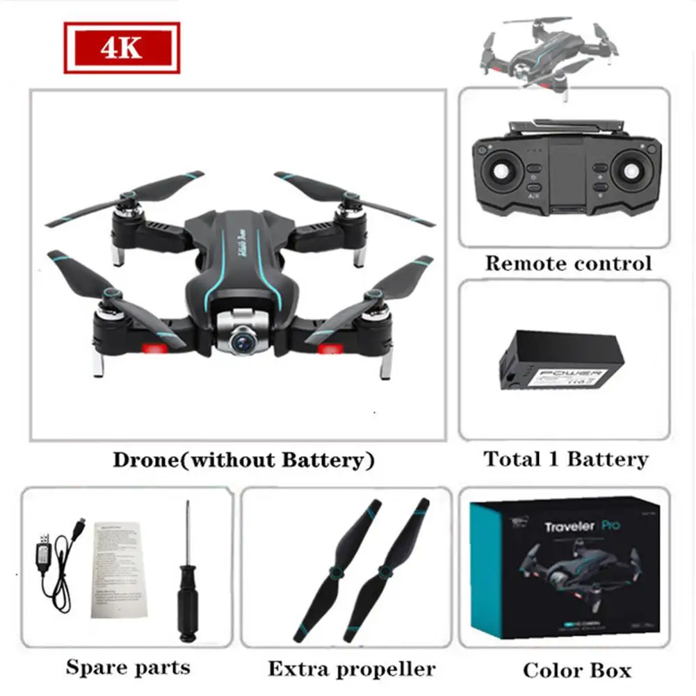 S17 Дрон 4k HD камера gps Дрон WiFi FPV 1080P без сигнала возврата RC вертолет полёт 15 минут Квадрокоптер Дрон с камерой - Цвет: 4K