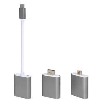 

6 In 1 HUB C To HDMI Mini DP Multifunction USB Type C High Speed Converter Silver Adapter