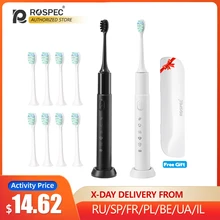 ROSPEC Sonic Electric Toothbrush Waterproof 5 Modes Wireless USB Charger DuPont Soft Brush Heads Replacement with Traveling Box