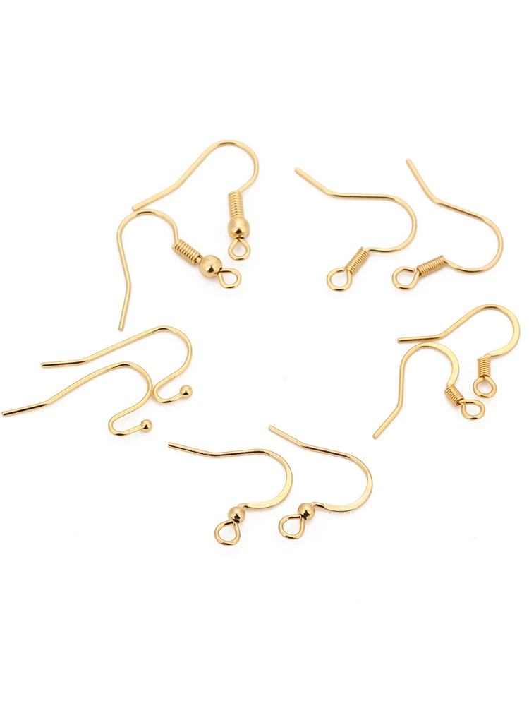 200 Pièces Crochets Boucles D'Oreilles Or & Argent - Acier Inoxydable Hypoallergénique Avec Dos Balle - Pour Création Bijoux DIY