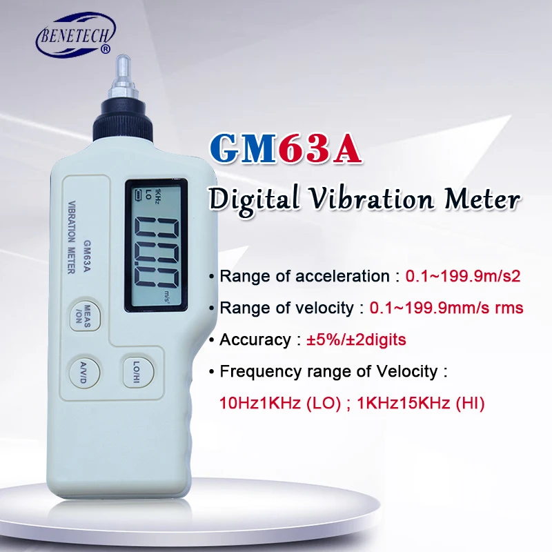 GM63A Portable Digital Vibration Meter High Sensitivity Probe