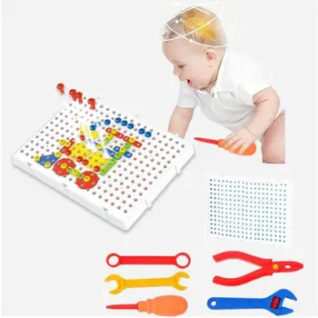 

DIY 3D Baby Mushrooms Nails Jigsaw Puzzle Game Screw Drill Child Educational Toy Developing Intelligence Hands-on Ability
