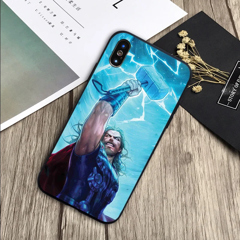 Thor Чехлы Marvel мягкий силиконовый черный ТПУ Телефон чехол для iPhone 6 6plus 7 8 plus 5 5S SE X XR XS Max - Цвет: H19070902-12.jpg