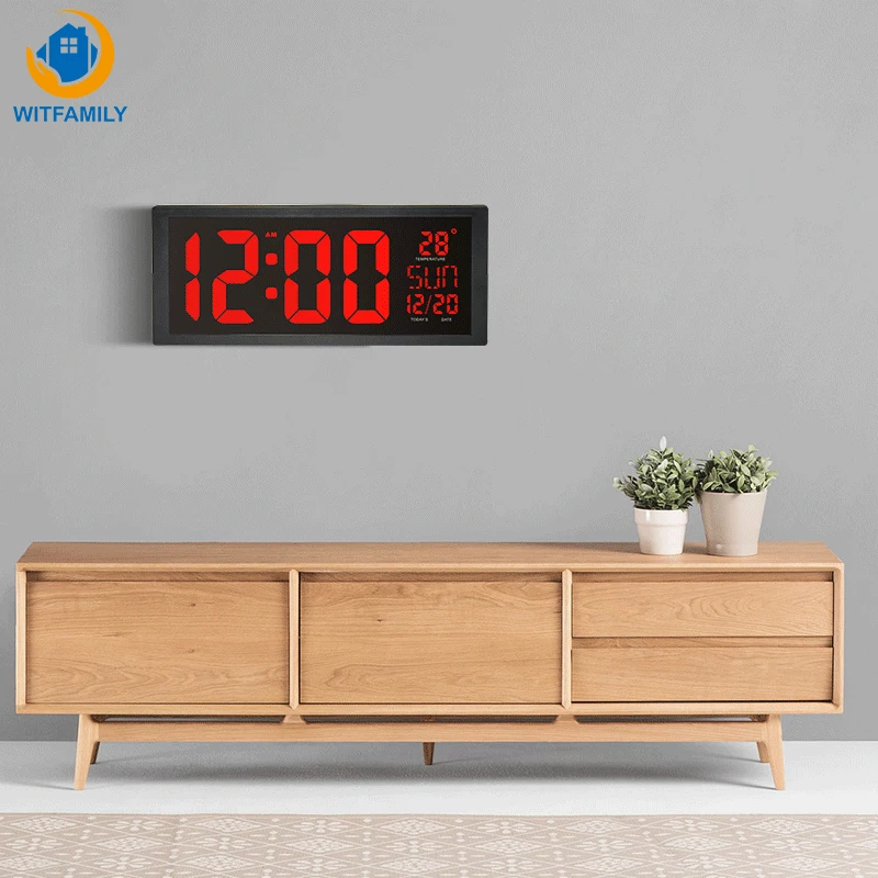 

Large Number LED Wall Clock Display Electronic Thermometer Week Decorate Time Memory Clock Digital Clock Home Wall Clocks