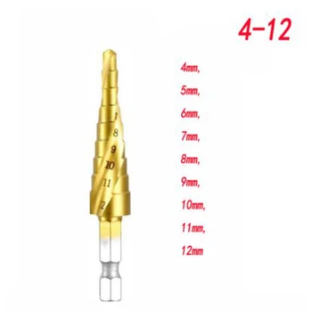 

4-12 / 20 / 32mm Hex Shank HSS Spiral Grooved Center Drill Bit Titanium Coated