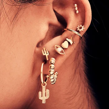 

Charmsmic Round Circle Small Stud Earrings For Women Imitation Pearl Cross Fashion Vintage Earrings Sets Jewelry Accessories