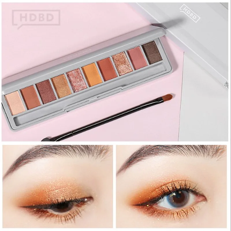 10 Colors A Set Earth Color Eyeshadow Palette Glitter Eye Palette Nude Beauty Maquiagem Matte Silky Pigments Eye Shadow Brush