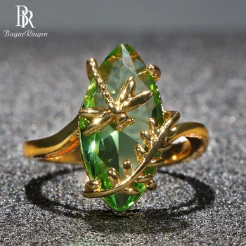 

Bague Ringen 100% S925 Sterling Silver Ring with oval emerald gemstone for Women Engagement Jewelry For Wedding wholesale gift