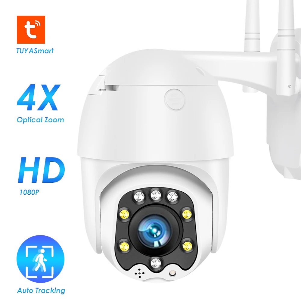 Tuya vida inteligente autotracking câmera ip 5x zoom óptico ao ar livre wifi câmera ptz cctv câmera de alarme de segurança sem fio