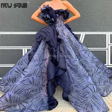 Украшенные бисером Длинные вечерние платья для выпускного вечера для свадеб Robe De Soiree без бретелек кафтаны Блестящий разрез Вечерние платья Дубай