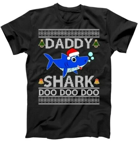 Daddy Shark Doo Милая уродливая Рождественская черная футболка. Лучший рождественский