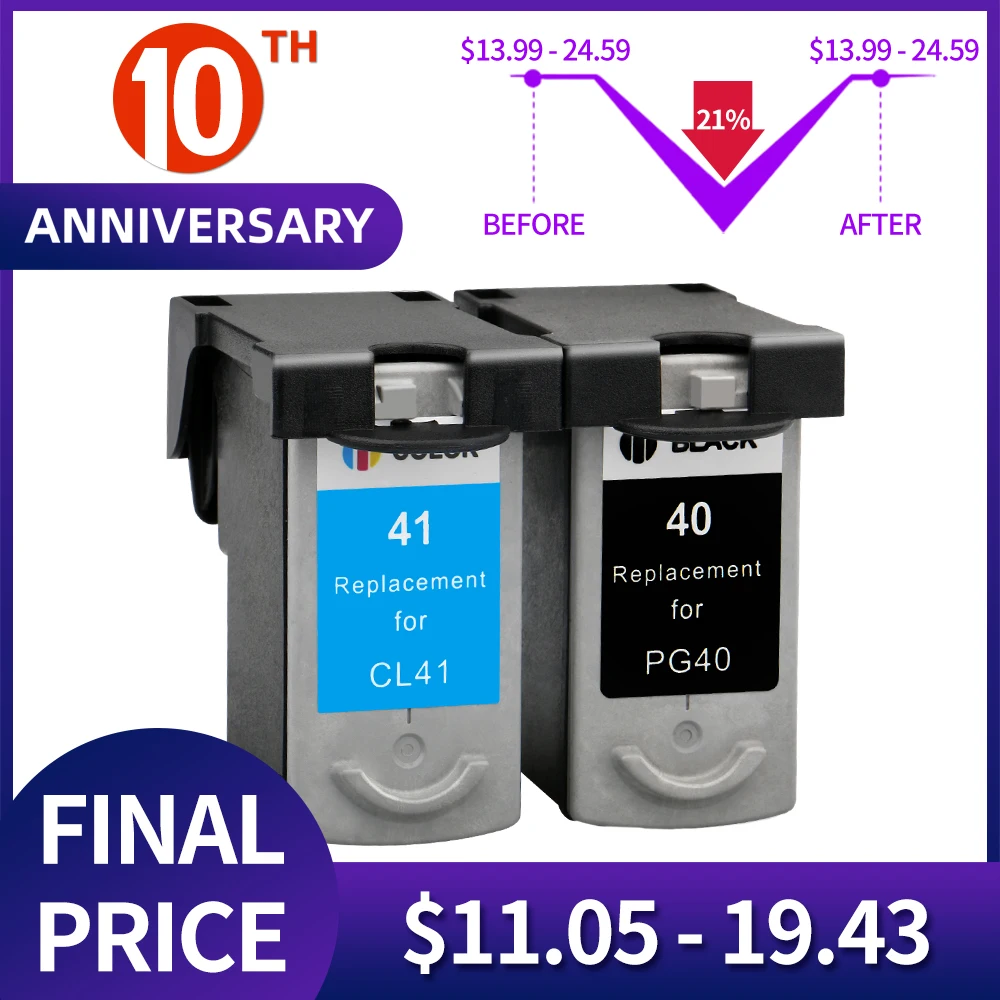 Чернильный картридж PG40 совместимый с Canon Pixma MP140 MP150 MP160 MP180 MP190 MP210 MP220 MP450 MP470 для