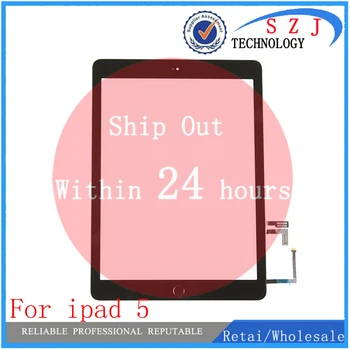 

New Touch Screen panel Glass For iPad Air 1 For iPad 5 Replacement + Home Button+Flex Adhesive Assembly Free Shipping 10pcs/lot