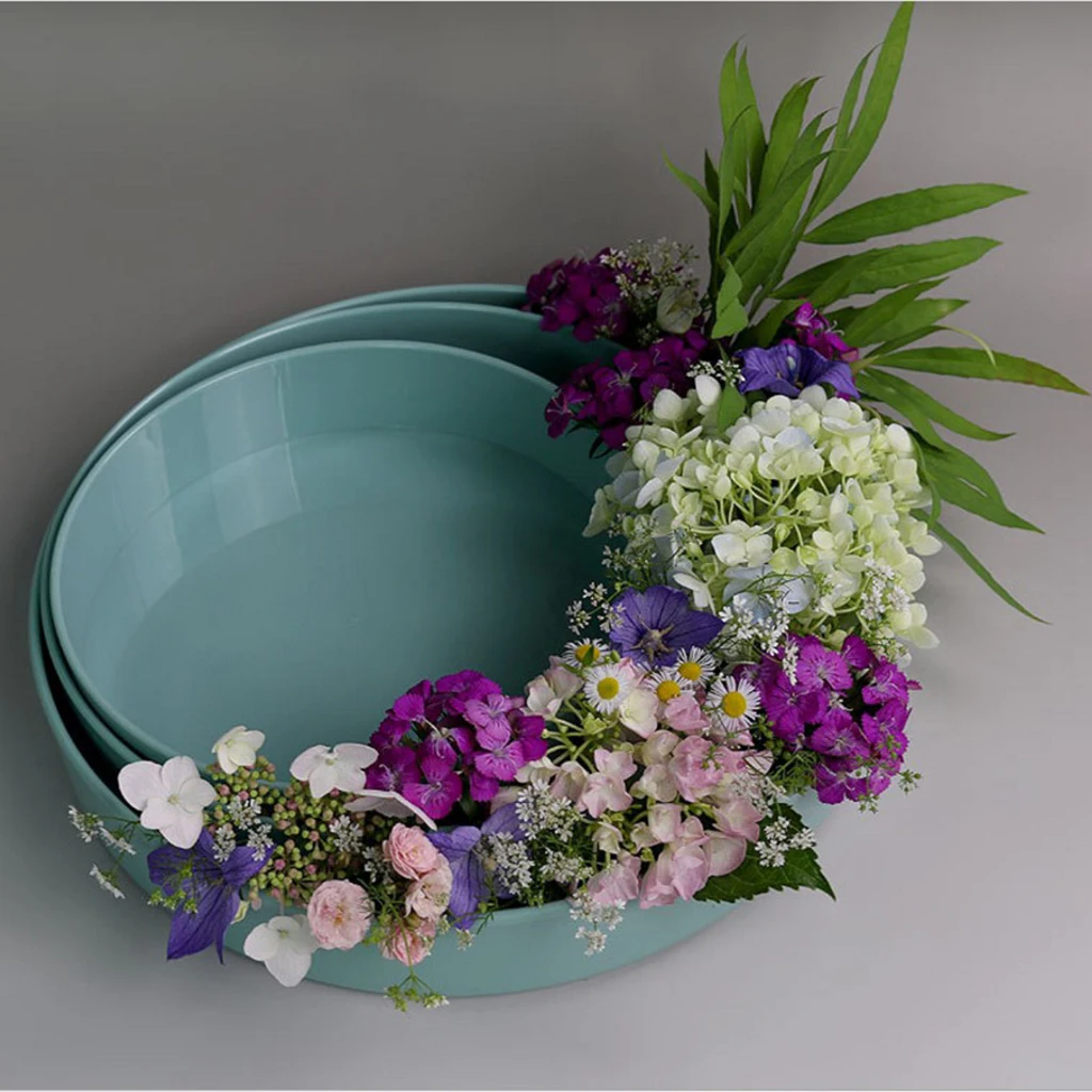 Japanese Ikebana Flower Vase -Round Shaped Plastic Suiban Pot Tray Container Classic Suiban Vase Pot for Flower Arrangements Japanese Ikebana Flower Vase -Round Shaped Plastic Suiban Pot Tray Container Classic Suiban Vase Pot for Flower Arrangements