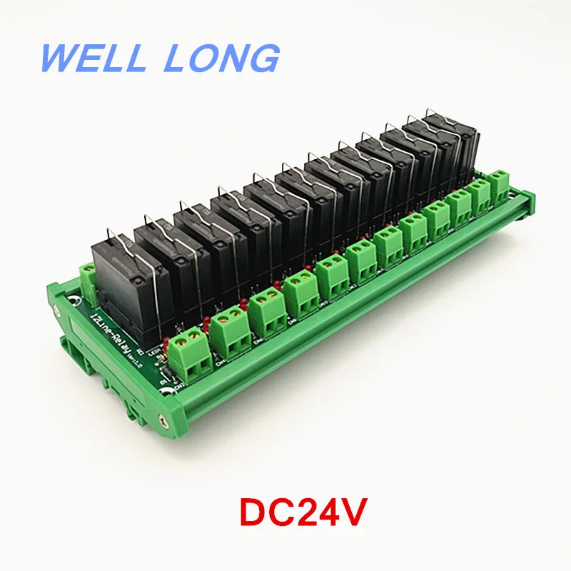 

DIN Rail Mount 12 DPDT 5A Power Relay Interface Module, JW2SN-DC24V Relay.