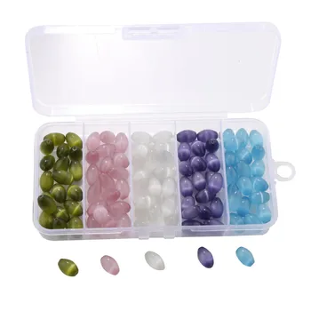 

8 * 12 mm oval opals are scattered beads, 100 a combination of five color box