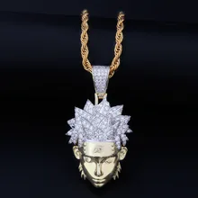 Хип хоп Полный AAA CZ Циркон Bling Iced Out мультфильм Наруто Uzumaki Подвески ожерелье для мужчин Rapper ювелирные изделия золото серебро подарок