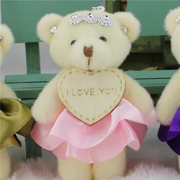 

Kawaii Stuffed Plush Animals Toys Soft Dolls, Mini 11CM Diamond Bouquets Bears, Wedding Decor Kids Birthday Christmas Gift Bear