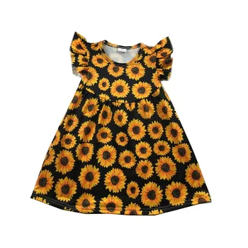 

sunflower girls summer dress yellow color boutique dresses children pearl dress