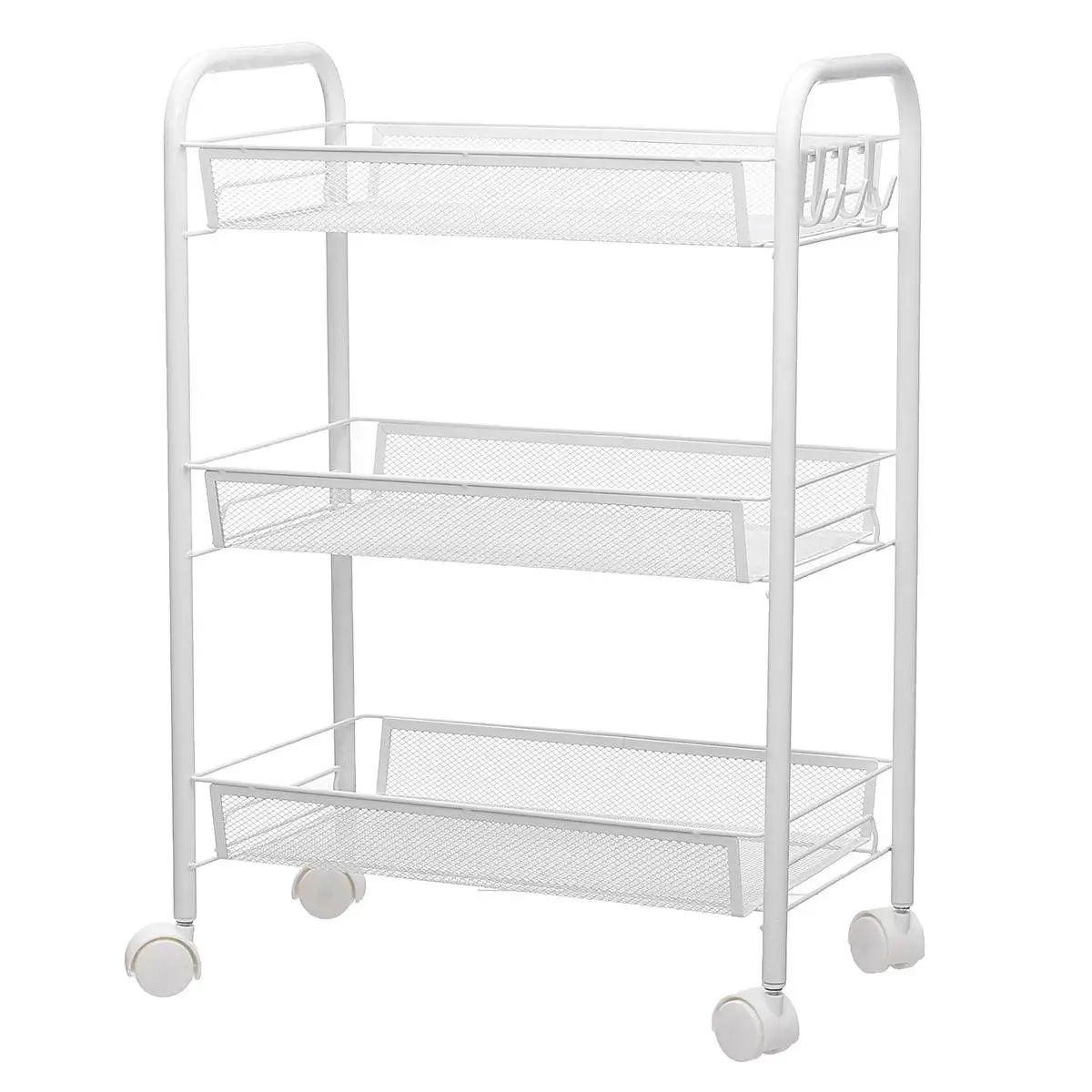 

Stainless Steel Kitchen Storage Shelf Plate Stand Silver Bathroom Organizer Rack 3-Shelf Shelving Unit on Wheels Removable