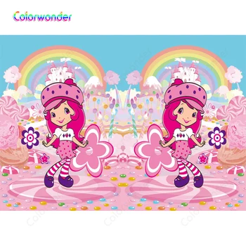 

Photography background pink girl candy castle rainbow backdrop for girls birthday party backdrops vinyl backgrounds for photo st