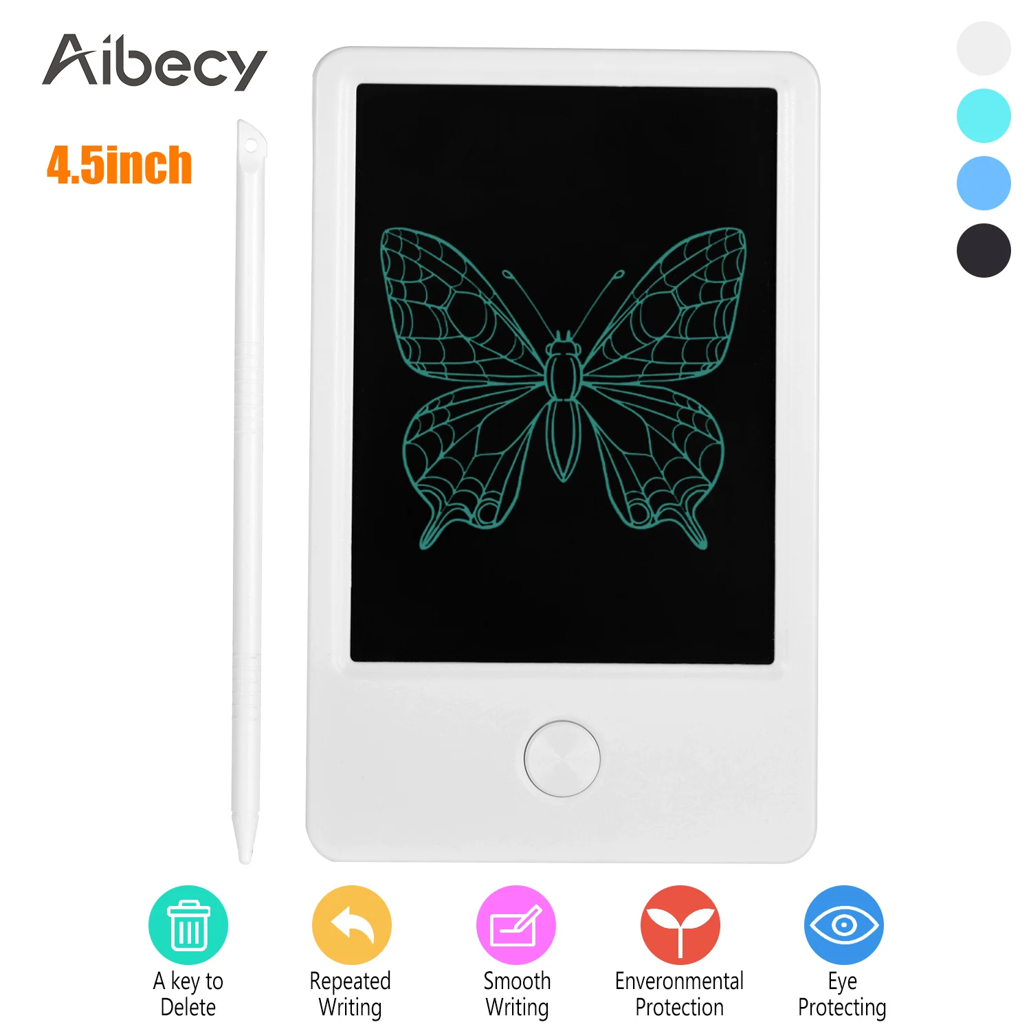 Aibecy 4,5 дюймов Мини карманный ЖК-планшет для письма электронная графическая доска для рисования блокнот для рукописного ввода со стилусом и кнопкой стирания
