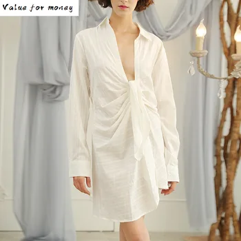 

up Lace Ruched Sexy Shirt Tops Female V Neck Long Sleeve Women's Blouse White Fashion Clothes 2020 Summer Autumn