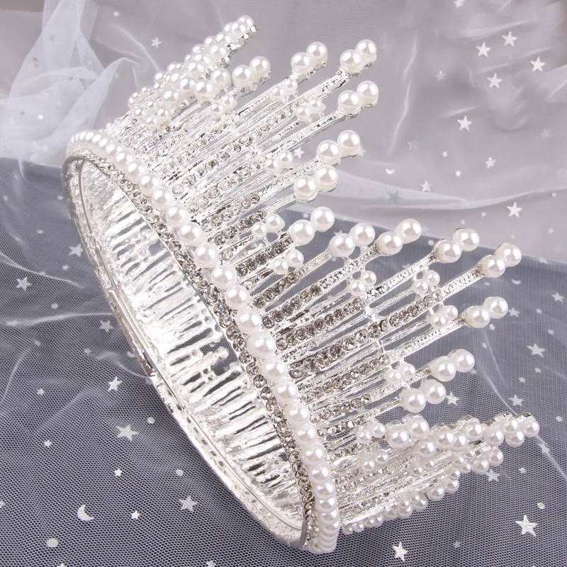 

2019 Bride Accessories round Full Circle Crown Europe And America Baroque Pearl Crown Studio Marriage Hair Accessories