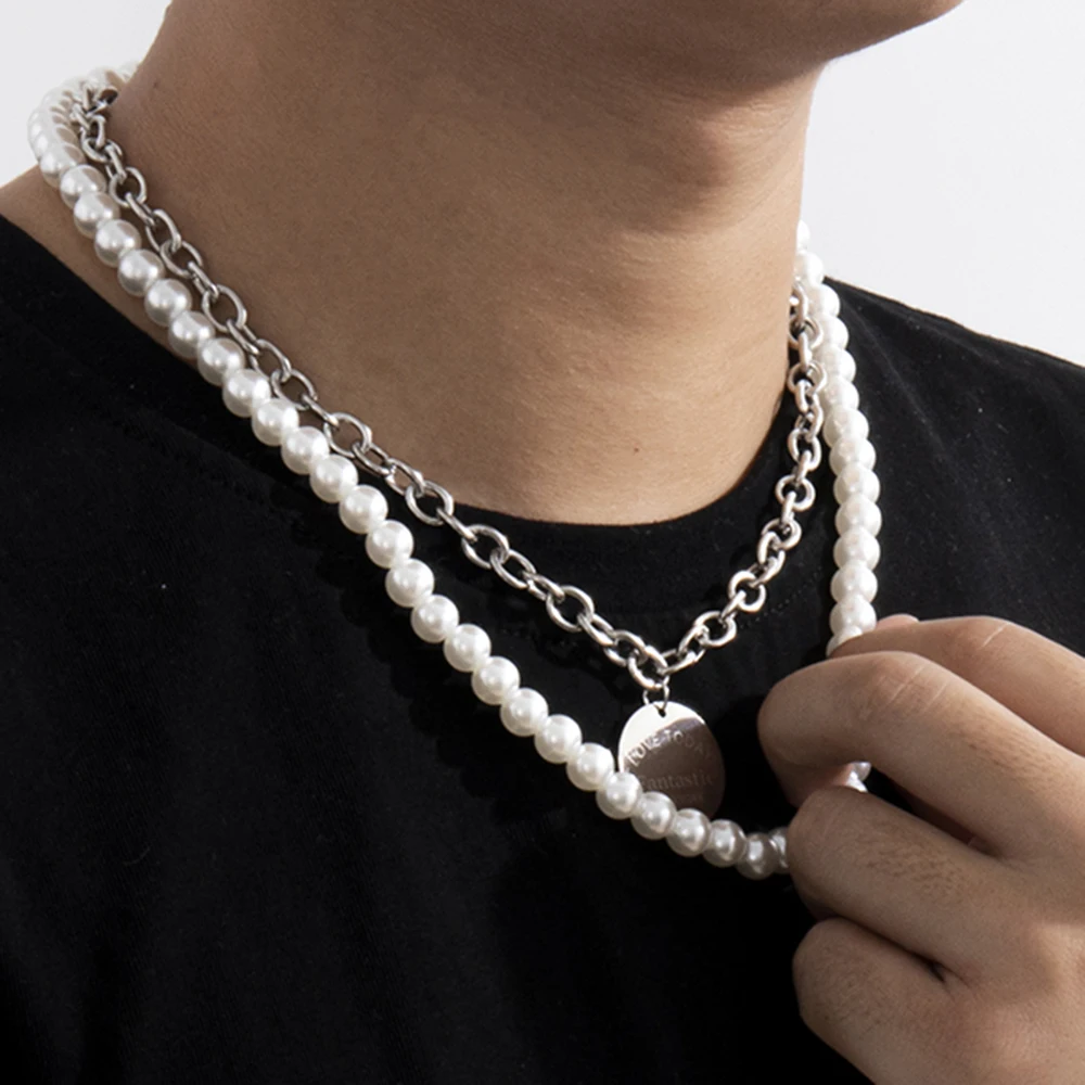 Man Thick Pearl Necklace Buy Male Hip Hop Gift Korean Style
