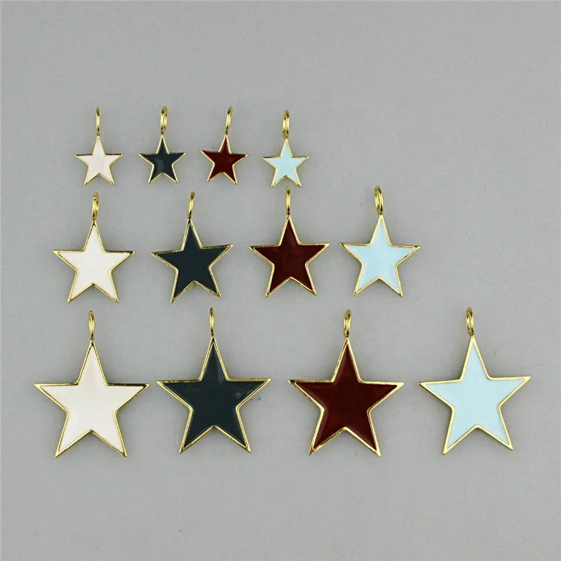 15-30 мм 10 шт./лот эмалированная подвеска в форме звезды, модные позолоченные украшения с ободком, DIY браслет ожерелье аксессуары для изготовления