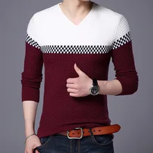 Мужской тонкий хлопковый свитер пэчворк Осень Зима Теплые Свитера Толстовка Оверсайз на замке Мужской пуловер с v-образным вырезом