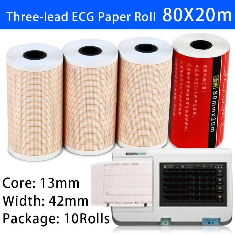 10 рулонов/коробка) ECG печатная бумага Одиночная/три/шесть свинцовая медицинская 80X20m 50X20m 63X30m 110X20m ECG чертежная термобумага