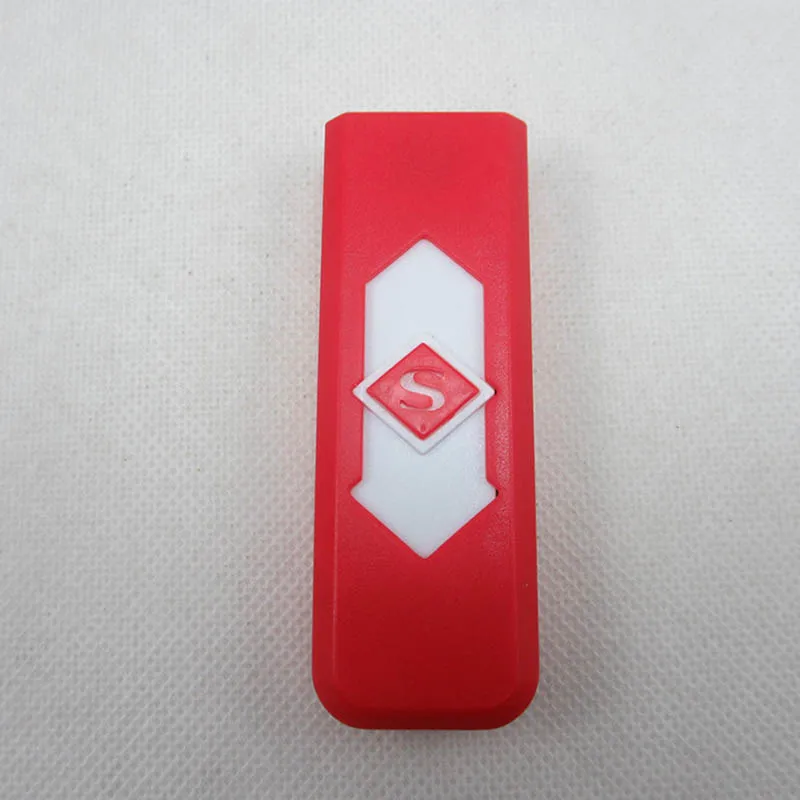 Изысканный ветростойкий подарок бездымный USB прикуриватель ветрозащитная зарядная Зажигалка электронная зажигалка - Цвет: red white